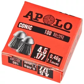 Apolo Conic .177/4.5 mm AirGun Pellets, 100 pcs. 0.46g/7.1gr (10001)