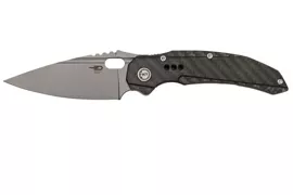 Bestech Exploit Grey Titanium/Carbon Fiber Knife, Stonewashed CPM S35VN by Todd Knife and Tool (BT2005F)