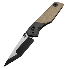 Bestech Knife Cetus Bronze Black Titanium / Natural Canvas Micarta, Black PVD / Satin M390 by Poltergeistworks (BT2304B)