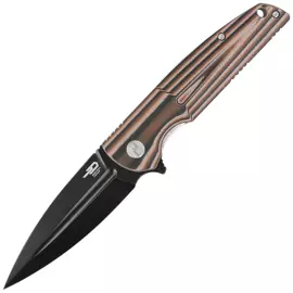 Bestech Knife Fin Black / Orange / Beige G10, Black Stonewashed 14C28N (BG34C-3)