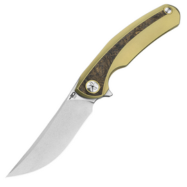 Bestech Sambac Gold Titanium/Dark Gold Fat Carbon, Stonewashed/Satin Magnacut by Ostap Hel Knife (BT2402A)