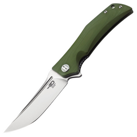 Bestech Scimitar Army Green G10, Stonewashed/Satin D2 Knife (BG05B-1)