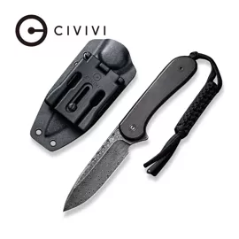 Civivi Elementum Fixed Tactical Knife Black Ebony Wood, Damascus (C2105-DS1)