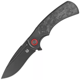 Fox 40th Anniversary Folding Knife Marble Carbon Fiber, Black PVD M390 (FX-F2017 R)
