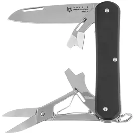 Fox Vulpis F4 Black Aluminum, Polished N690Co Pocket Knife (FX-VP130-F4 BK)