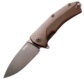 LionSteel KUR G10 Brown / Black Stone Washed Folding Knife (KUR BBR)