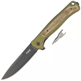 LionSteel Skinny Green Aluminium/Green Canvas Micarta, Old Black MagnaCut by Molletta Knife (SK01A GB)