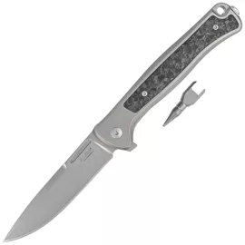 LionSteel Skinny Grey Titanium/Carbon Fiber, Stonewashed MagnaCut by Molletta knife (SK01 GY)