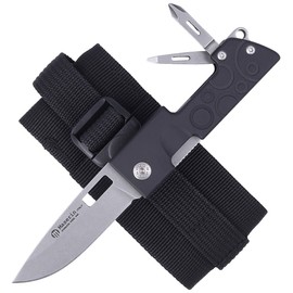 Maserin D-Dut 214 Black Aluminum, Stonewashed 440C by Bonus Knife/Multi-Tool (214/N)