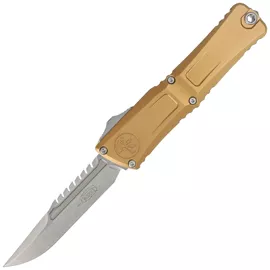 Microtech Combat Troodon Interceptor Gen III Signature OTF Knife Tan Aluminum, Stonewashed M390MK by Tony Marfione (1217-10TAS)