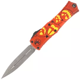 Microtech Hera II Mini D/E Signature Jack-o'-Lantern Aluminium, Satin M390MK by Tony and Sean Marfione (1702M-1HWJLS)