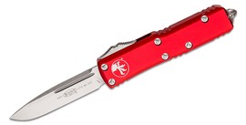 Microtech UTX-85 S/E Red Aluminum, Stonewashed M390 OTF Knife (231-10RD)