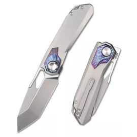 Remette Peregrine Falcon Knife Gray/Thunder Lightning Titanium, Hand Grinding Pearlescent M390 (RTT1-G)