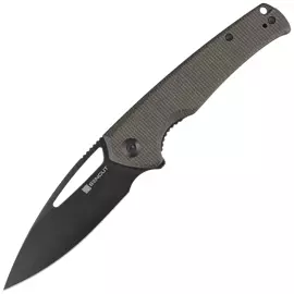 Sencut Mims Dark Green Canvas Micarta, Black Stonewashed 9Cr18MoV knife (S21013-3)