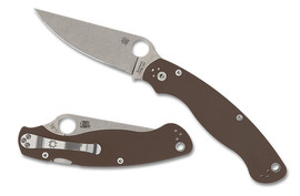 Spyderco Military 2 Sprint Run Knife Brown G10, Satin CPM 15V by Sal and Eric Glesser (C36GPBN15V2)