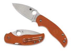 Spyderco Sage 5 Burnt Orange FRN Knife, Satin Plain CPM REX 121 (C123BORP)