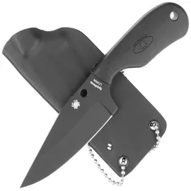 Spyderco Subway Bowie Black FRN, Black Plain LC200N by Fred Perrin Knife (FB48PBBK)