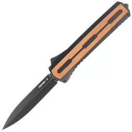 Tekto A7 Zastava S/P Black Aluminum/American Walnut OTF Knife, Black CPM S35VN