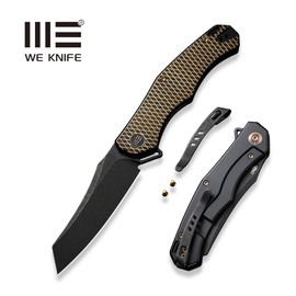WE Knife RekkeR Golden/Black Titanium, Black Stonewashed CPM 20CV by Kyle Lamb (WE22010G-3)