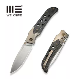 WE Knife WE-Guthrie Champagne Titanium/Twill Carbon Fiber, Hand Rubbed Satin CPM 20CV by Jason Guthrie (WE23072B-2)