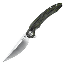 Bestech Irida Black/Green Carbon Fiber/G10, Satin 14C28N by Kombou Knife (BG25F)