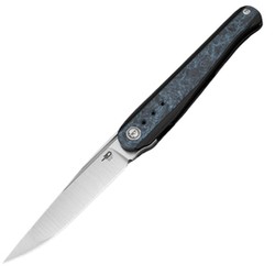 Bestech Spear Phisher Black Titanium/Blue CF, Hand Rubbed Satin M390 by Todd Knife and Tool (BT2405C)