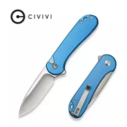 Button Lock Elementum II Knife Blue Aluminum, Satin Nitro-V (C18062PD-2)