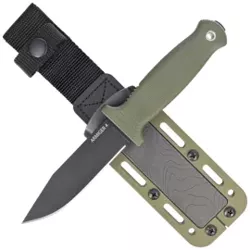 Demko Armiger 4 Clip Point OD Green Thermal Plastic Rubber, Black Powder Coated 80CrV2 by Andrew Demko Knife (ARM4-80CrV2-OD-CLP)