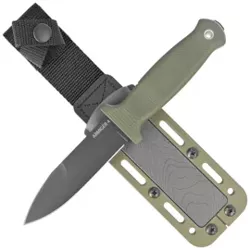 Demko Knife Armiger 4 Spear Point OD Green Thermal Plastic Rubber, Black Powder Coated 80CrV2 by Andrew Demko (ARM4-80CrV2-OD-SPR)