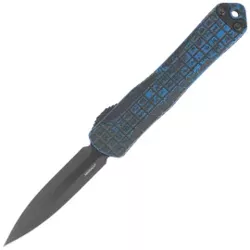 Heretic Manticore S D/E Breakthrough Blue Aluminum, Black DLC MagnaCut OTF Knife by Tony Marfione Jr. (H024F-6A-BRBLU)