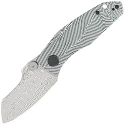 Kubey Knife Monsterdog White/Green G10, Damascus by Dmitry Osarenko (KU337E)