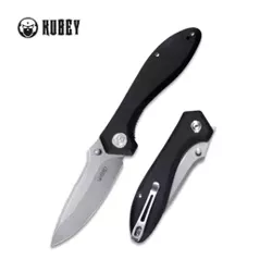 Kubey Ruckus Knife Black G10, Beadblasted AUS-10 by Sherif Manganas (KU314F)