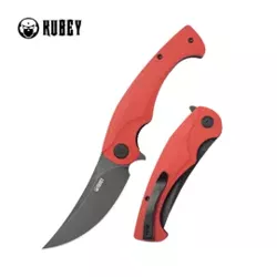 Kubey Scimitar Knife Red G10, Blackwashed 14C28N (KU173O)