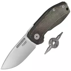 LionSteel Nano Green Canvas Micarta, Satin MagnaCut Knife (NA01 CVG)