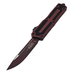 Microtech Scarab II S/E Gen III OTF Knife Weathered Crimson Aluminum, Crimson M390MK by Tony Marfione (1278-1WCN)