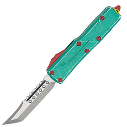 Microtech UTX-85 Hellhound Bounty Hunter Signature OTF Knife Distressed Green Aluminum, Apocalyptic M390 (719-10BH)