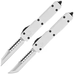 Microtech Ultratech Storm Trooper Hellhound/Warhound OTF Knives Set Signature White Aluminum, White M390 by Tony Marfione (119-1SETSTDS)