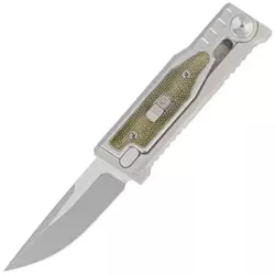 Reate Knife Mini EXO OTF Gravity Drop Point Bead Blasted Titanium/Green Micarta, Stonewashed CPM 3V