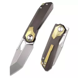 Remette Peregrine Falcon Knife Brown/Gold Titanium, Hand Grinding Pearlescent M390 (RTT1-B)