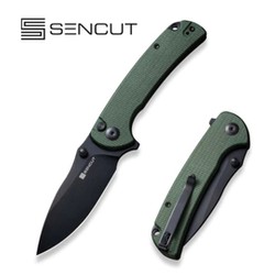 Sencut Knife Pulsewave Green Canvas Micarta, Black 9Cr18MoV (S23032-3)