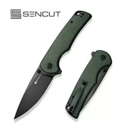 Sencut Praktisk Green Canvas Micarta Knife, Black 9Cr18MoV (S24019-3)