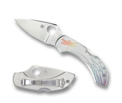 Spyderco Dragonfly Tattoo Stainless, Satin Plain VG-10  by Sal Glesser Knife (C28PT)