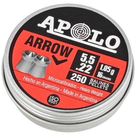 Apolo Arrow .22/5.5mm AirGun Pellets, 250 psc 1.05g/16.0gr (19941)