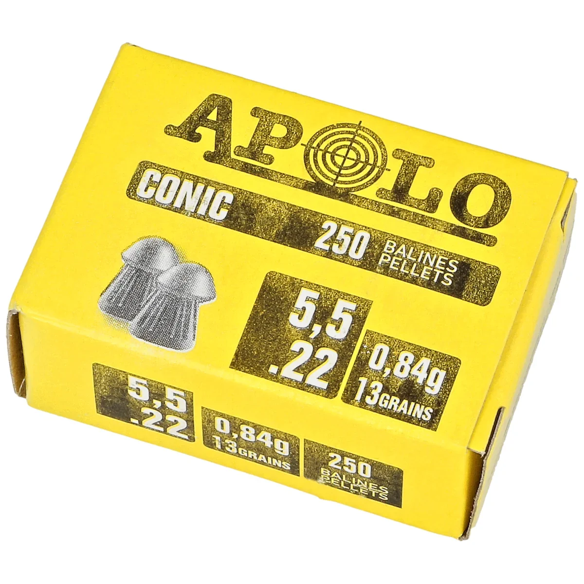 Apolo Conic  AirGun Pellets .22/5.5 mm, 250 pcs 0.84g/13.0gr (11002)