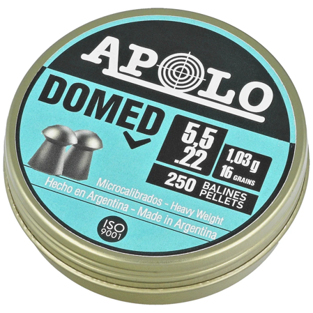 Apolo Domed .22/5.5mm AirGun Pellets, 250 psc 1.03g/16.0gr (19916)