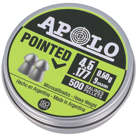 Apolo Premium Pointed .177 / 4.5 mm AirGun Pellets, 500 psc 0.60g/9.0gr (19101)