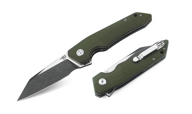 Bestech Barracuda Green G10, Black Stonewashed/Satin D2 knife (BG15B-2)