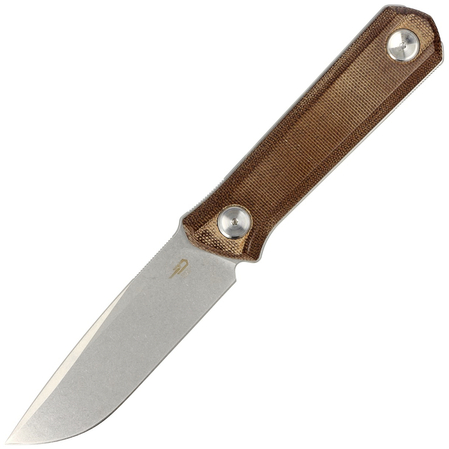 Bestech Knife Hedron Brown Canvas Micarta, Stonewash D2 by Ostap Hel (BFK02D)