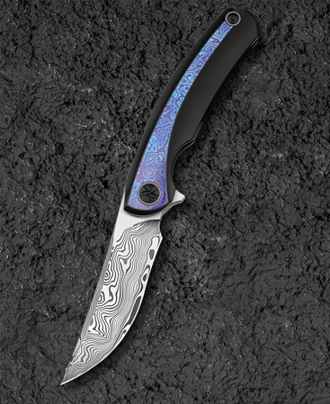 Bestech Sambac Knife Black Titanium/Timascus, Damasteel by Ostap Hel (BT2402F)