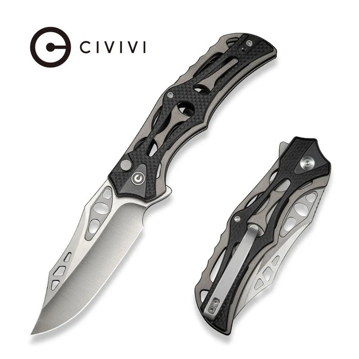 Civivi Knife Biophase Gray Aluminum/Black G10, Satin Nitro-V (C23083C-3)